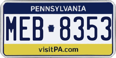 PA license plate MEB8353