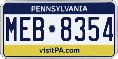 PA license plate MEB8354