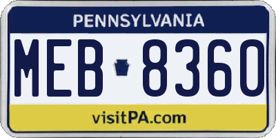 PA license plate MEB8360