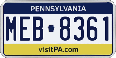 PA license plate MEB8361
