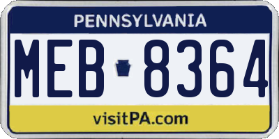 PA license plate MEB8364