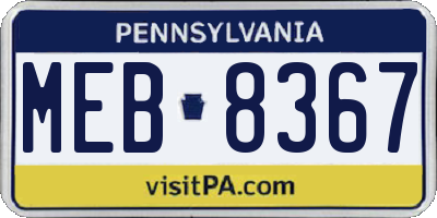 PA license plate MEB8367