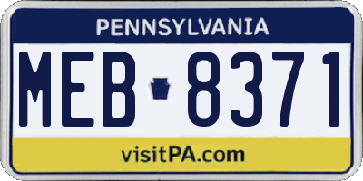 PA license plate MEB8371