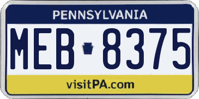 PA license plate MEB8375