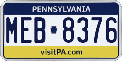 PA license plate MEB8376