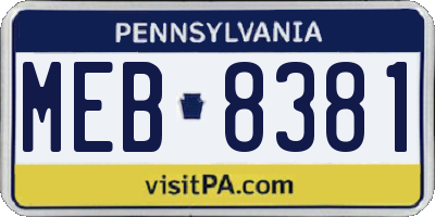 PA license plate MEB8381