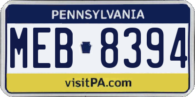 PA license plate MEB8394