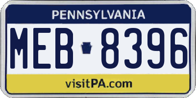 PA license plate MEB8396