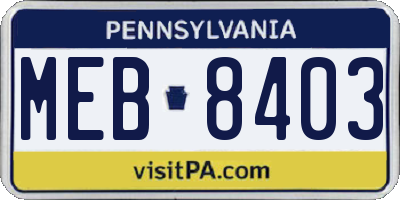 PA license plate MEB8403