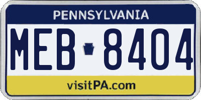 PA license plate MEB8404