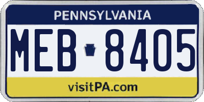 PA license plate MEB8405