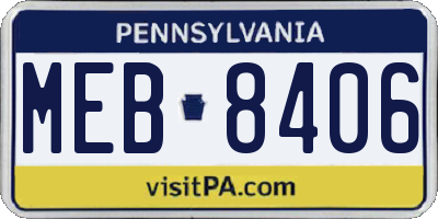 PA license plate MEB8406