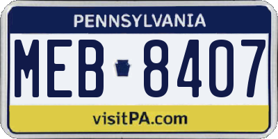 PA license plate MEB8407