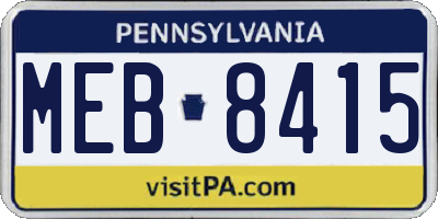 PA license plate MEB8415