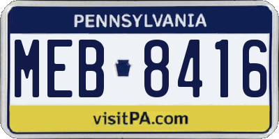 PA license plate MEB8416