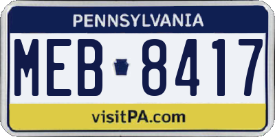 PA license plate MEB8417