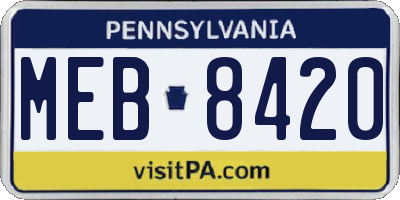 PA license plate MEB8420