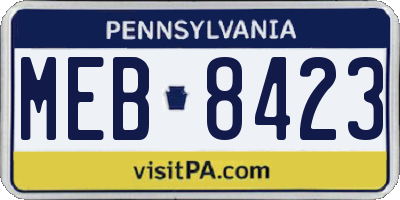 PA license plate MEB8423