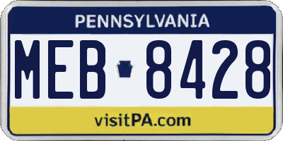 PA license plate MEB8428