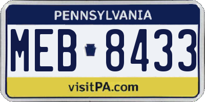 PA license plate MEB8433