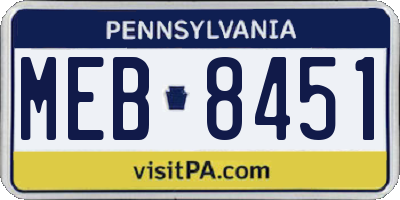 PA license plate MEB8451