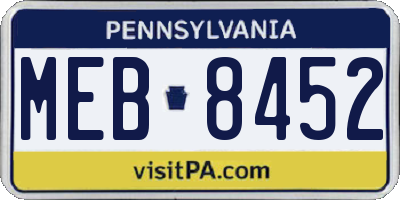 PA license plate MEB8452