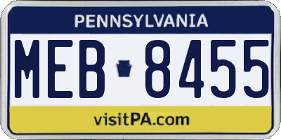 PA license plate MEB8455