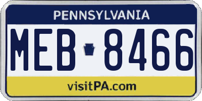 PA license plate MEB8466