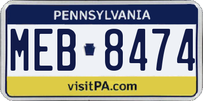 PA license plate MEB8474