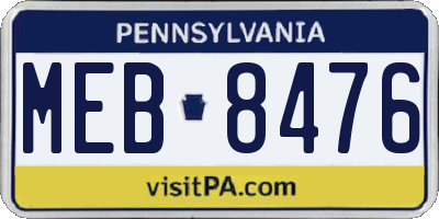 PA license plate MEB8476