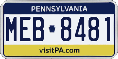 PA license plate MEB8481