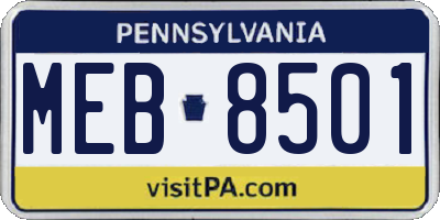 PA license plate MEB8501