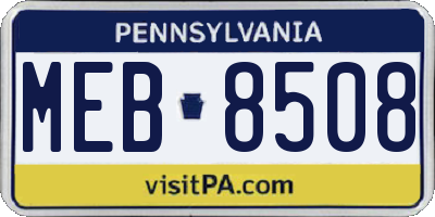 PA license plate MEB8508