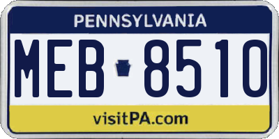 PA license plate MEB8510