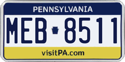 PA license plate MEB8511
