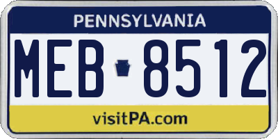 PA license plate MEB8512