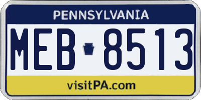 PA license plate MEB8513