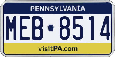 PA license plate MEB8514