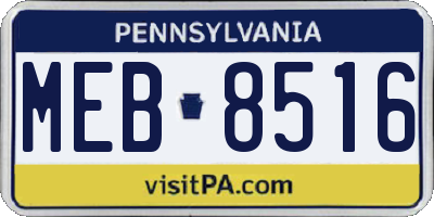 PA license plate MEB8516