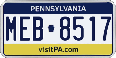 PA license plate MEB8517