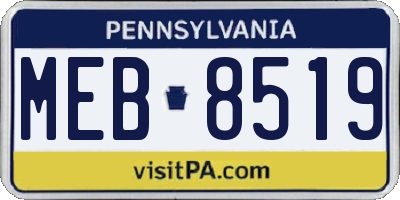 PA license plate MEB8519