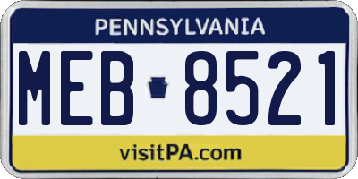 PA license plate MEB8521