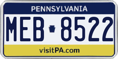 PA license plate MEB8522