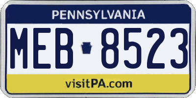 PA license plate MEB8523