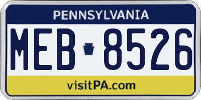 PA license plate MEB8526
