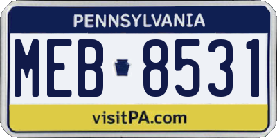 PA license plate MEB8531