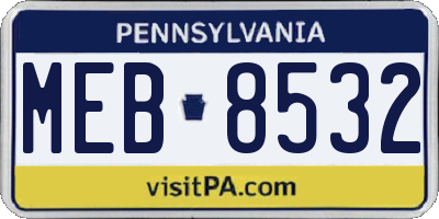 PA license plate MEB8532
