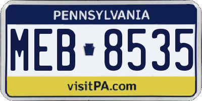 PA license plate MEB8535