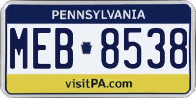 PA license plate MEB8538