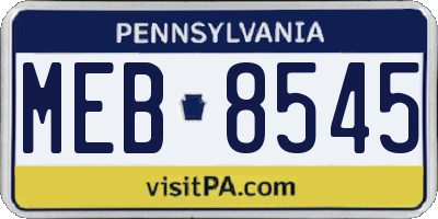 PA license plate MEB8545
